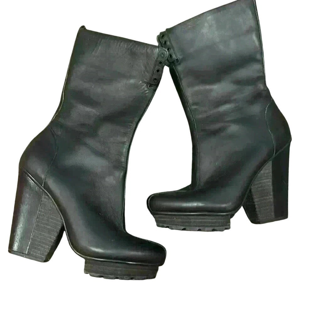 Black zip up heeled boots tsubo braeden